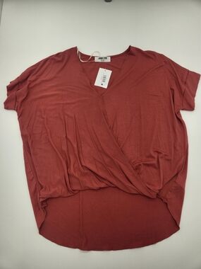Double Zero NWT Rust Wrap Front High Low Oversized Top Large